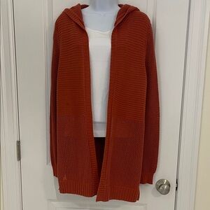 Marled Rust Hooded Open Cardigan